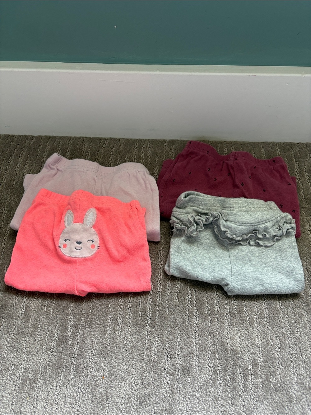 Carter's Girls Leggings Pack - Coral, Light Pink, Burgundy, Gray
